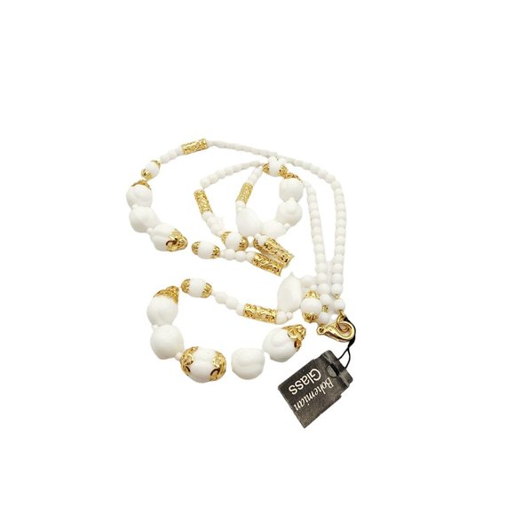 Vintage Bohemian Glass NOS Round Beads Necklace with Original Tag (A669) - Picture 2 of 3